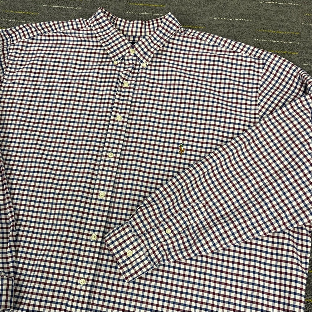 Ralph Lauren Gingham Plaid Shirt Mens 4XLT Cotton Long Sleeve Button Down Preppy